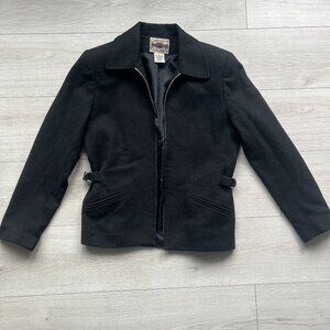 Vintage County Seat Black Wool Zip Jacket – M